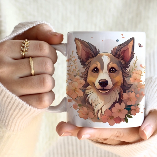 WIOSENNY WIELKANOCNY KUBEK 330ml NA PREZENT KAWĘ HERBATĘ WIOSNA PIES