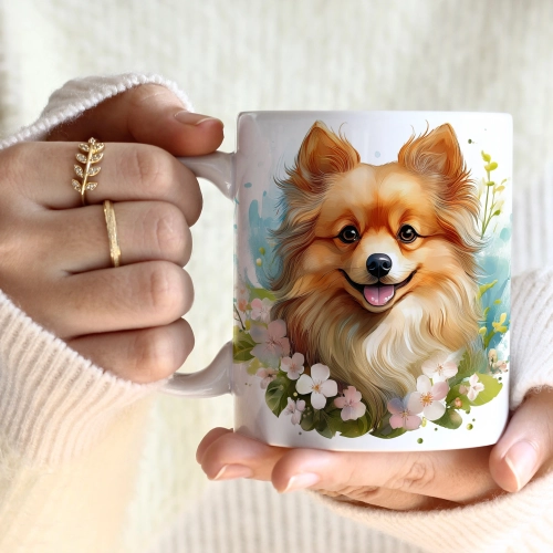 WIOSENNY WIELKANOCNY KUBEK 330ml NA PREZENT KAWĘ HERBATĘ WIOSNA PIES