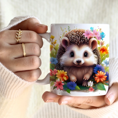 WIOSENNY WIELKANOCNY KUBEK 330ml NA PREZENT KAWĘ HERBATĘ WIOSNA JEŻ