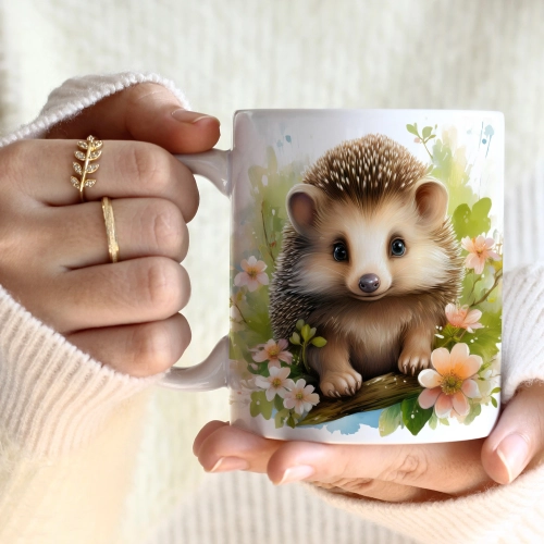 WIOSENNY WIELKANOCNY KUBEK 330ml NA PREZENT KAWĘ HERBATĘ WIOSNA JEŻ