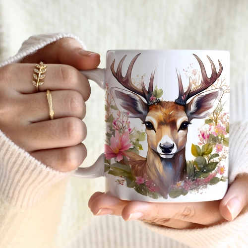 WIOSENNY WIELKANOCNY KUBEK 330ml NA PREZENT KAWĘ HERBATĘ WIOSNA JELEŃ