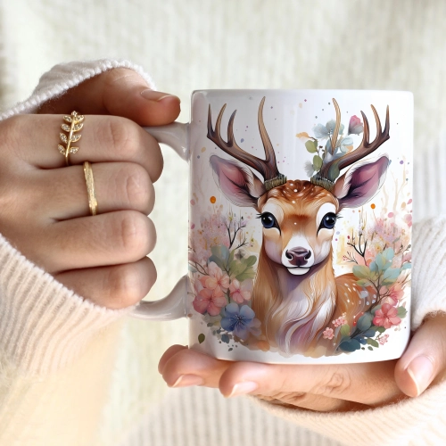 WIOSENNY WIELKANOCNY KUBEK 330ml NA PREZENT KAWĘ HERBATĘ WIOSNA JELEŃ