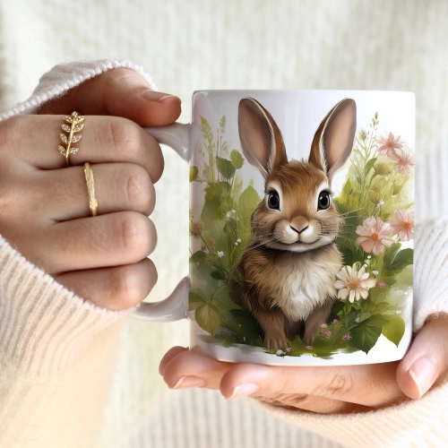 WIOSENNY WIELKANOCNY KUBEK 330ml NA PREZENT KAWĘ HERBATĘ WIOSNA KRÓLIK