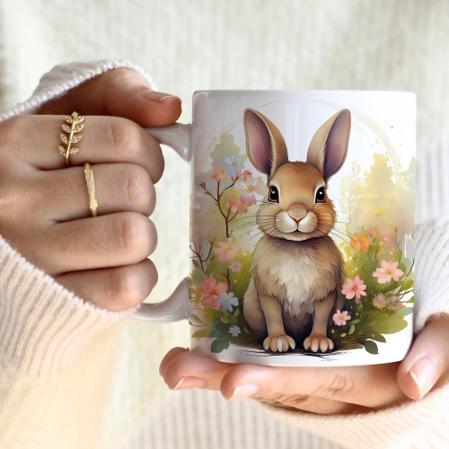 WIOSENNY WIELKANOCNY KUBEK 330ml NA PREZENT KAWĘ HERBATĘ WIOSNA KRÓLIK