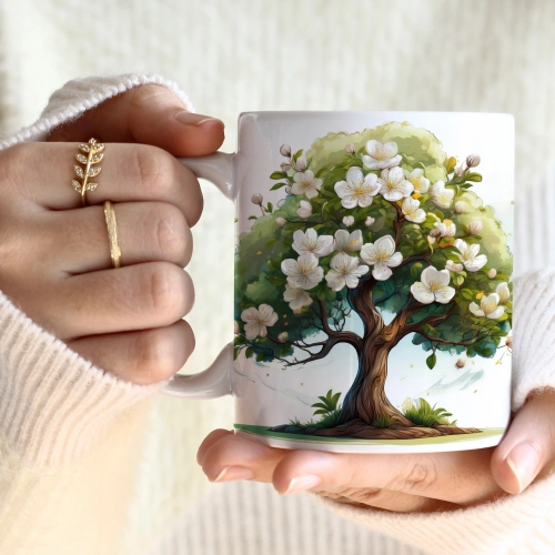 WIOSENNY WIELKANOCNY KUBEK 330ml NA PREZENT KAWĘ HERBATĘ WIOSNA DRZEWO