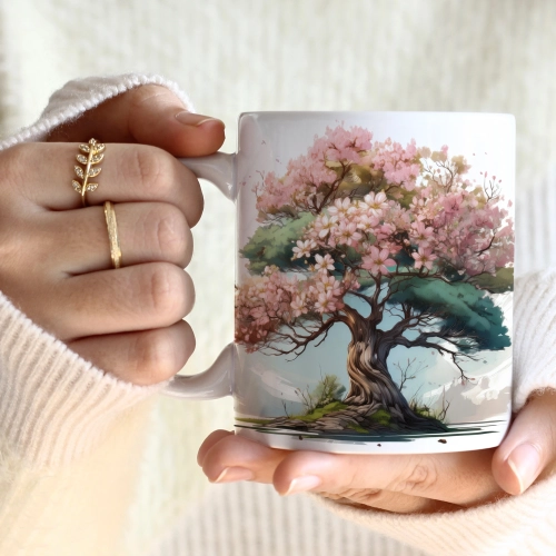 WIOSENNY WIELKANOCNY KUBEK 330ml NA PREZENT KAWĘ HERBATĘ WIOSNA DRZEWO