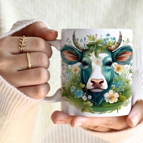 WIOSENNY WIELKANOCNY KUBEK 330ml NA PREZENT KAWĘ HERBATĘ WIOSNA KROWA