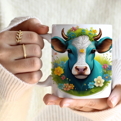 WIOSENNY WIELKANOCNY KUBEK 330ml NA PREZENT KAWĘ HERBATĘ WIOSNA KROWA