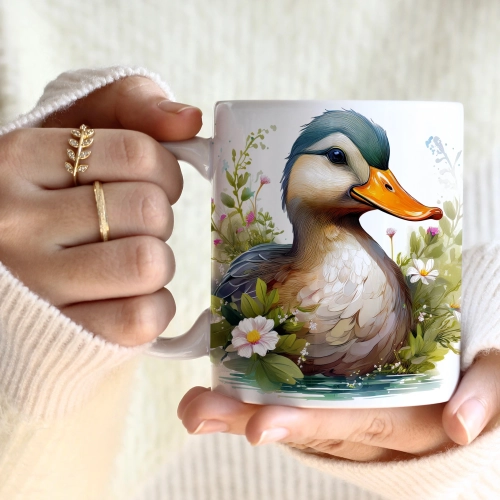 WIOSENNY WIELKANOCNY KUBEK 330ml NA PREZENT KAWĘ HERBATĘ WIOSNA KACZKA