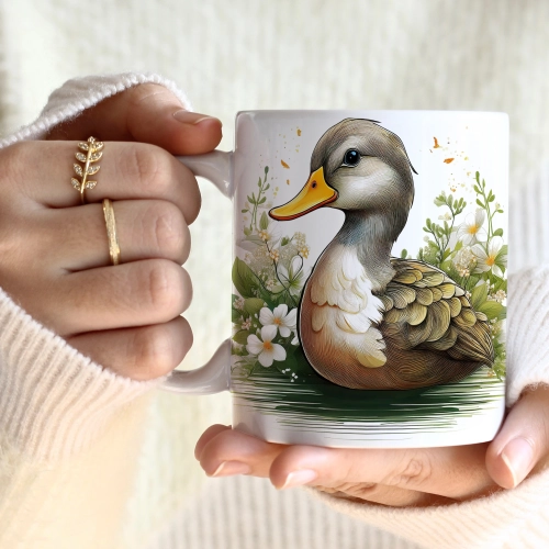 WIOSENNY WIELKANOCNY KUBEK 330ml NA PREZENT KAWĘ HERBATĘ WIOSNA KACZKA