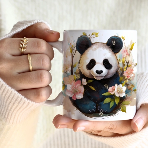 WIOSENNY WIELKANOCNY KUBEK 330ml NA PREZENT KAWĘ HERBATĘ WIOSNA PANDA