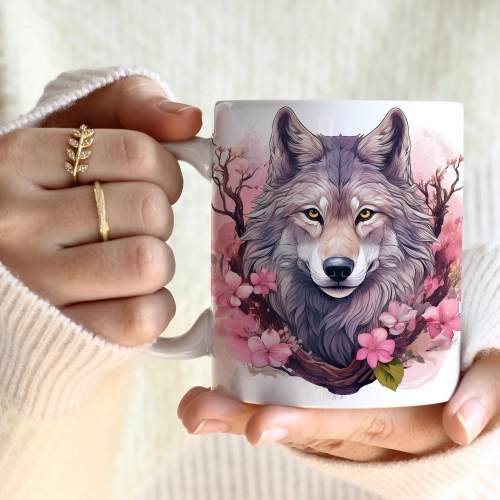 WIOSENNY WIELKANOCNY KUBEK 330ml NA PREZENT KAWĘ HERBATĘ WIOSNA WILK