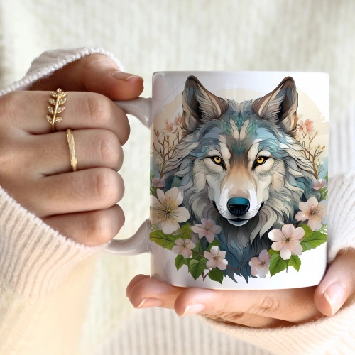 WIOSENNY WIELKANOCNY KUBEK 330ml NA PREZENT KAWĘ HERBATĘ WIOSNA WILK