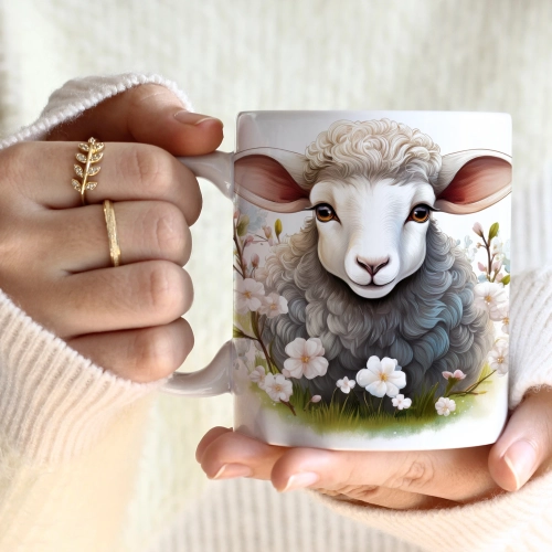 WIOSENNY WIELKANOCNY KUBEK 330ml NA PREZENT KAWĘ HERBATĘ WIOSNA BARANEK