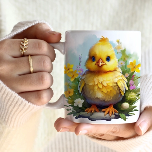 WIOSENNY WIELKANOCNY KUBEK 330ml NA PREZENT KAWĘ HERBATĘ WIOSNA KURCZAK
