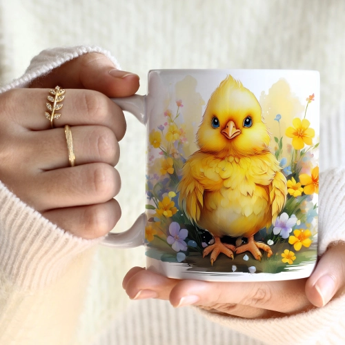 WIOSENNY WIELKANOCNY KUBEK 330ml NA PREZENT KAWĘ HERBATĘ WIOSNA KURCZAK