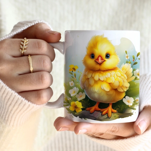 WIOSENNY WIELKANOCNY KUBEK 330ml NA PREZENT KAWĘ HERBATĘ WIOSNA KURCZAK