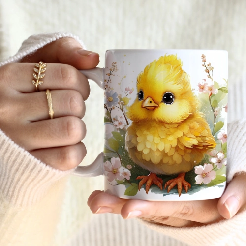 WIOSENNY WIELKANOCNY KUBEK 330ml NA PREZENT KAWĘ HERBATĘ WIOSNA KURCZAK