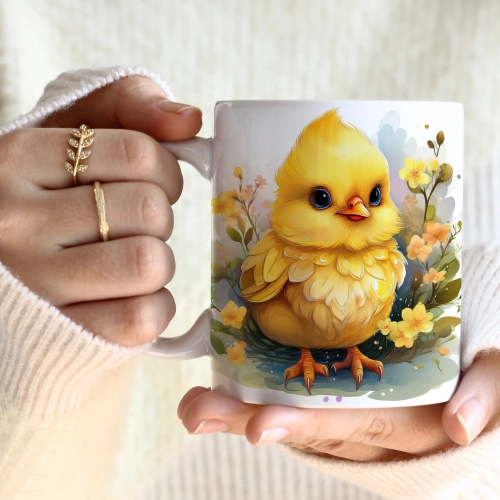 WIOSENNY WIELKANOCNY KUBEK 330ml NA PREZENT KAWĘ HERBATĘ WIOSNA KURCZAK