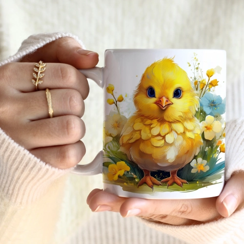 WIOSENNY WIELKANOCNY KUBEK 330ml NA PREZENT KAWĘ HERBATĘ WIOSNA KURCZAK