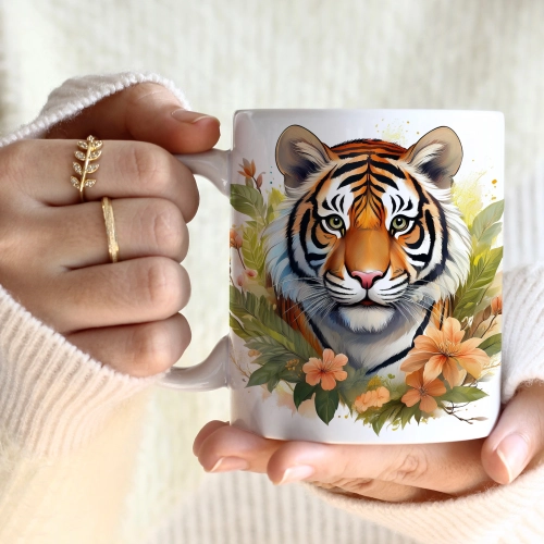 WIOSENNY WIELKANOCNY KUBEK 330ml NA PREZENT KAWĘ HERBATĘ WIOSNA TYGRYS