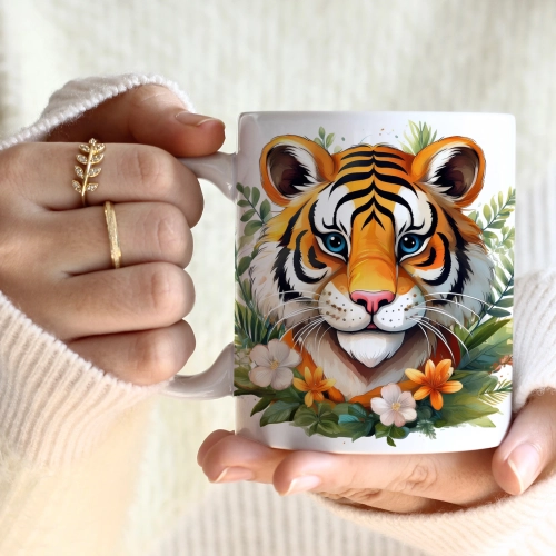 WIOSENNY WIELKANOCNY KUBEK 330ml NA PREZENT KAWĘ HERBATĘ WIOSNA TYGRYS