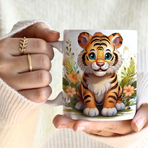 WIOSENNY WIELKANOCNY KUBEK 330ml NA PREZENT KAWĘ HERBATĘ WIOSNA TYGRYS