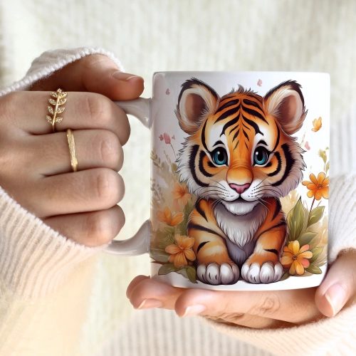 WIOSENNY WIELKANOCNY KUBEK 330ml NA PREZENT KAWĘ HERBATĘ WIOSNA TYGRYS