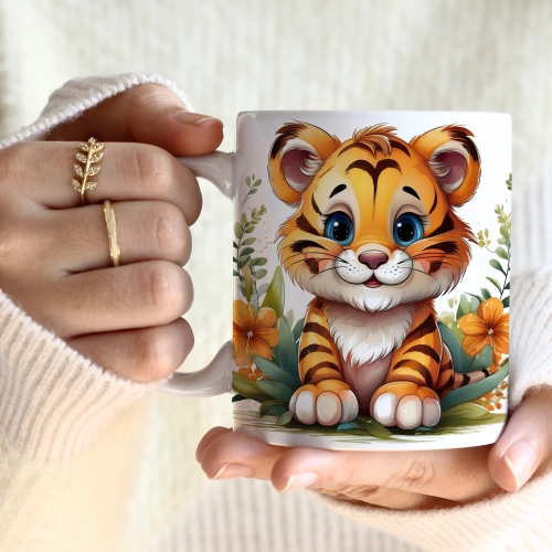 WIOSENNY WIELKANOCNY KUBEK 330ml NA PREZENT KAWĘ HERBATĘ WIOSNA TYGRYS