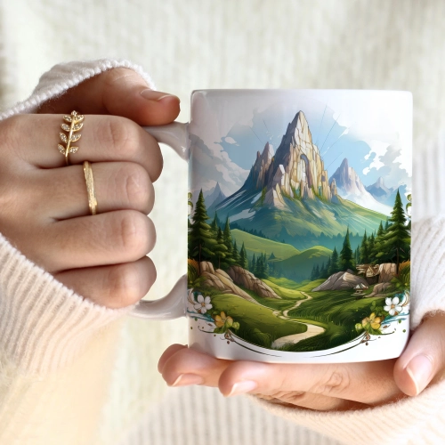 WIOSENNY WIELKANOCNY KUBEK 330ml NA PREZENT KAWĘ HERBATĘ WIOSNA GÓRY