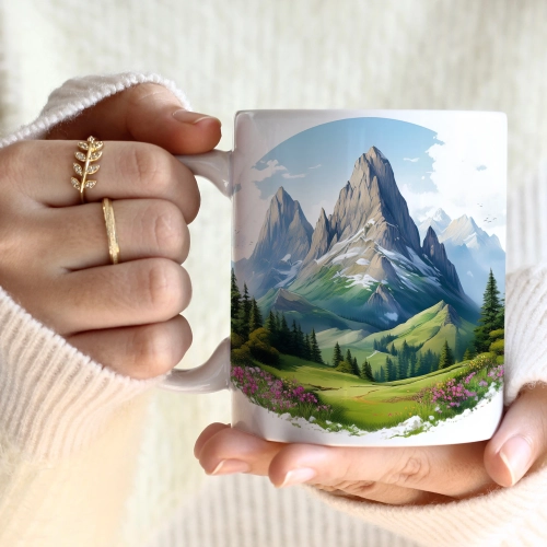 WIOSENNY WIELKANOCNY KUBEK 330ml NA PREZENT KAWĘ HERBATĘ WIOSNA GÓRY