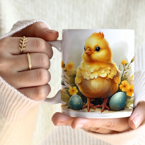 WIOSENNY WIELKANOCNY KUBEK 330ml NA PREZENT KAWĘ HERBATĘ WIOSNA KURCZAK