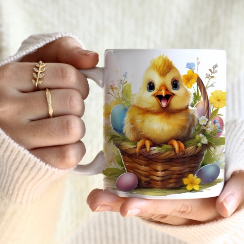 WIOSENNY WIELKANOCNY KUBEK 330ml NA PREZENT KAWĘ HERBATĘ WIOSNA KURCZAK