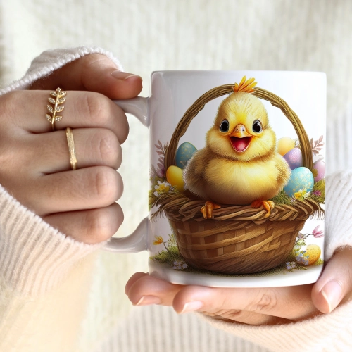 WIOSENNY WIELKANOCNY KUBEK 330ml NA PREZENT KAWĘ HERBATĘ WIOSNA KURCZAK