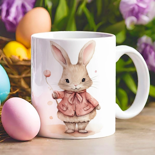 WIELKANOCNY KUBEK 330ml NA PREZENT ZAJĄC ZAJĄCZEK KRÓLIK PISANKA ŚWIĄTECZNY