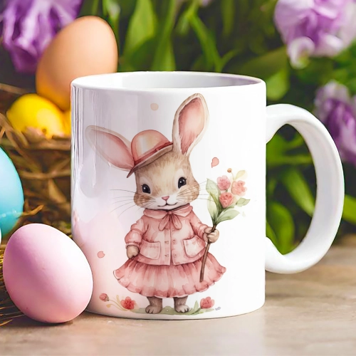 WIELKANOCNY KUBEK 330ml NA PREZENT ZAJĄC ZAJĄCZEK KRÓLIK PISANKA ŚWIĄTECZNY
