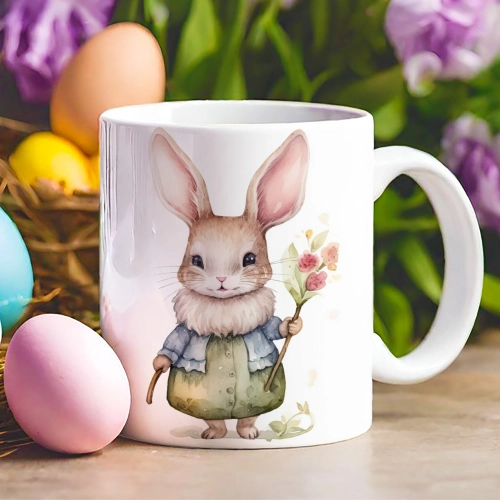 WIELKANOCNY KUBEK 330ml NA PREZENT ZAJĄC ZAJĄCZEK KRÓLIK PISANKA ŚWIĄTECZNY