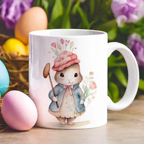 WIELKANOCNY KUBEK 330ml NA PREZENT ZAJĄC ZAJĄCZEK KRÓLIK PISANKA ŚWIĄTECZNY