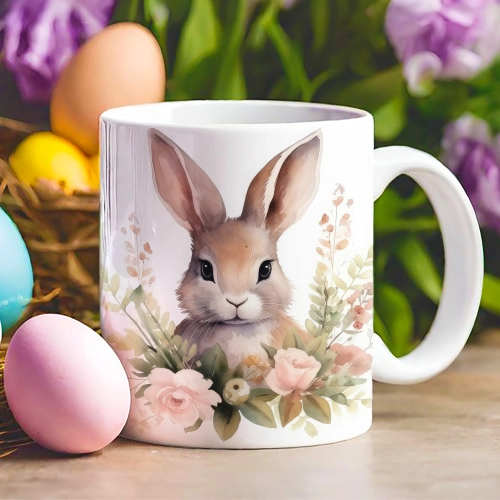 WIELKANOCNY KUBEK 330ml NA PREZENT ZAJĄC ZAJĄCZEK KRÓLIK PISANKA ŚWIĄTECZNY
