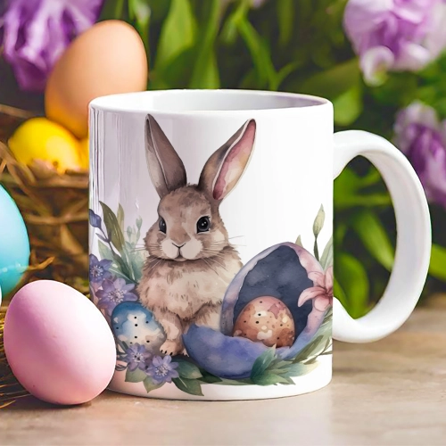 WIELKANOCNY KUBEK 330ml NA PREZENT ZAJĄC ZAJĄCZEK KRÓLIK PISANKA ŚWIĄTECZNY