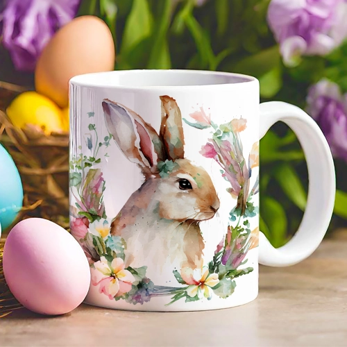 WIELKANOCNY KUBEK 330ml NA PREZENT ZAJĄC ZAJĄCZEK KRÓLIK PISANKA ŚWIĄTECZNY