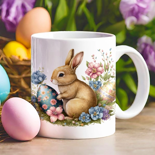 WIELKANOCNY KUBEK 330ml NA PREZENT ZAJĄC ZAJĄCZEK KRÓLIK PISANKA ŚWIĄTECZNY