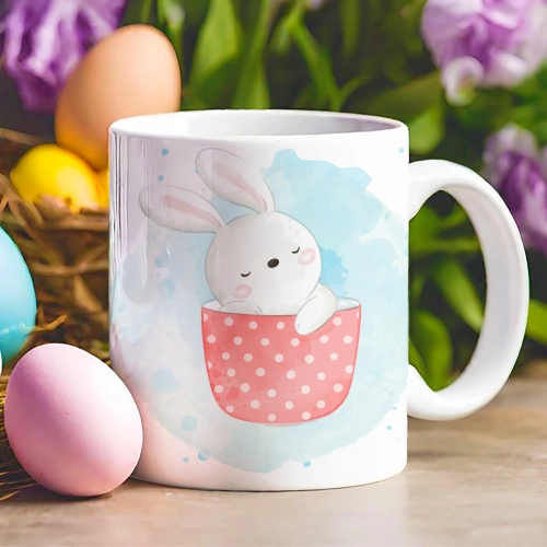 WIELKANOCNY KUBEK 330ml NA PREZENT ZAJĄC ZAJĄCZEK KRÓLIK PISANKA ŚWIĄTECZNY