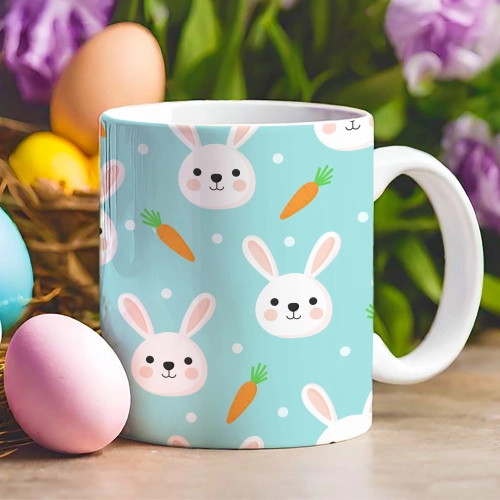 WIELKANOCNY KUBEK 330ml NA PREZENT ZAJĄC ZAJĄCZEK KRÓLIK PISANKA ŚWIĄTECZNY