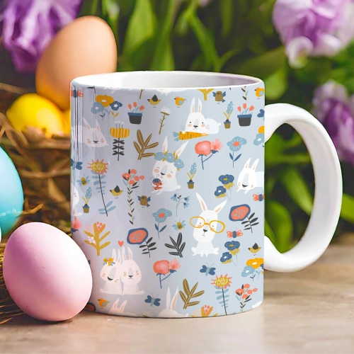 WIELKANOCNY KUBEK 330ml NA PREZENT ZAJĄC ZAJĄCZEK KRÓLIK PISANKA ŚWIĄTECZNY