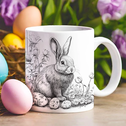 WIELKANOCNY KUBEK 330ml NA PREZENT ZAJĄC ZAJĄCZEK KRÓLIK PISANKA ŚWIĄTECZNY