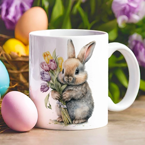 WIELKANOCNY KUBEK 330ml NA PREZENT ZAJĄC ZAJĄCZEK KRÓLIK PISANKA ŚWIĄTECZNY