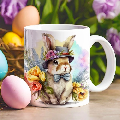 WIELKANOCNY KUBEK 330ml NA PREZENT ZAJĄC ZAJĄCZEK KRÓLIK PISANKA ŚWIĄTECZNY