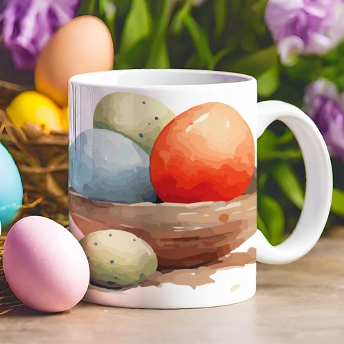 WIELKANOCNY KUBEK 330ml NA PREZENT ZAJĄC ZAJĄCZEK KRÓLIK PISANKA ŚWIĄTECZNY