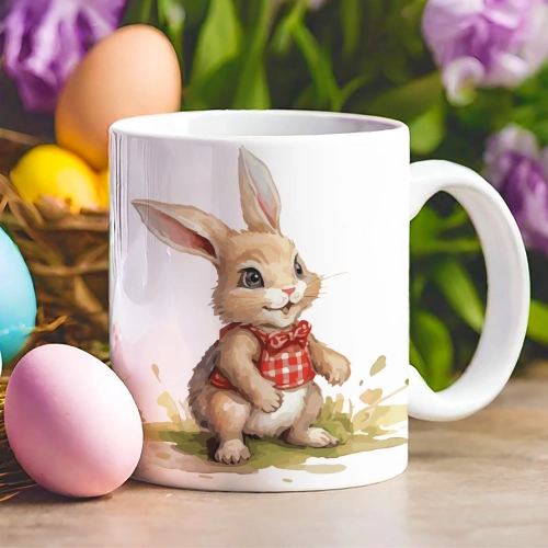 WIELKANOCNY KUBEK 330ml NA PREZENT ZAJĄC ZAJĄCZEK KRÓLIK PISANKA ŚWIĄTECZNY